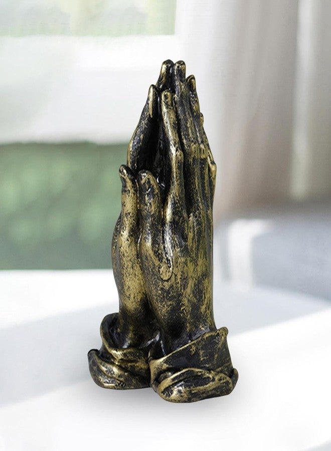 koTTIYA Praying Hands Figurine Hand Gesture Statue Resin Hands Desktop Ornament Modern Art Gesture Sculpture for Home Office Living Room Table Decoration - Golden - Image 2